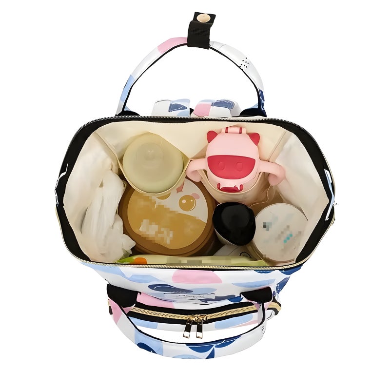 DREAM DOODLE Diaper Bag Backpack - Large Capacity, 13 Pockets, Waterproof, Floral Prints, Multi-functional Travel Nappy Bag for Baby Essentials, Stroller Straps, Insulated Bottle Holders, (White) - Image 3